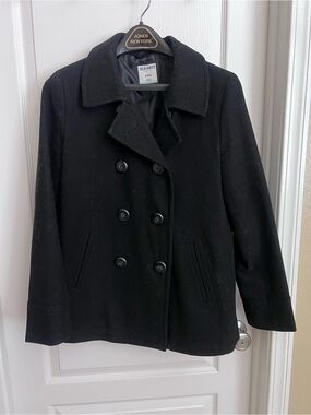 Old Navy Black Double-Breasted Wool Peacoat